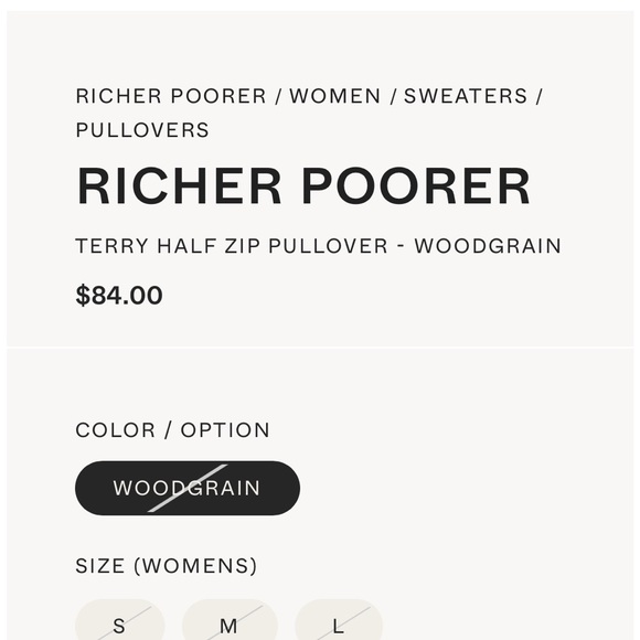 NWOT Womens Richer Poorer Terry Quarter Zip Pullover in Woodgrain size Small - Picture 11 of 12